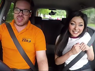 fake Driving school Sexy Japanese Rae Lil Black hot for instructors stiffy