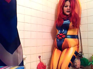 Jean Grey corded Up and Inflated with Water