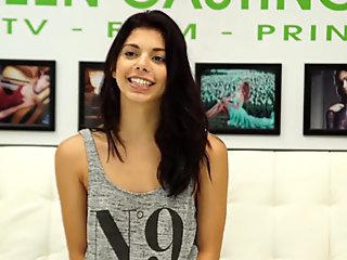 Gagged teen roughly doggystyled at casting